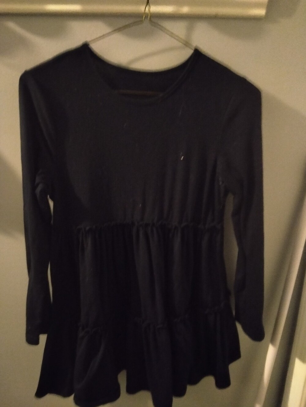 Women's Black Ruffled Tunic Top